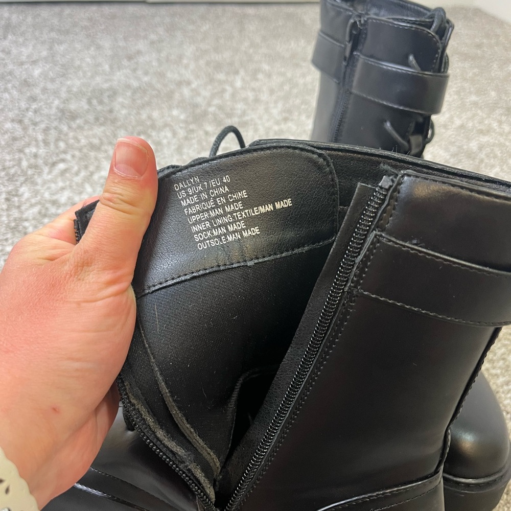 ⭐️ Black Leather Ankle Boots with Gold Buckle - Picture 6 of 6